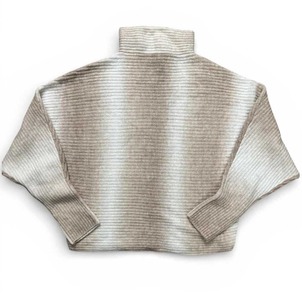 Cupio Beige Ribbed Turtleneck Sweater